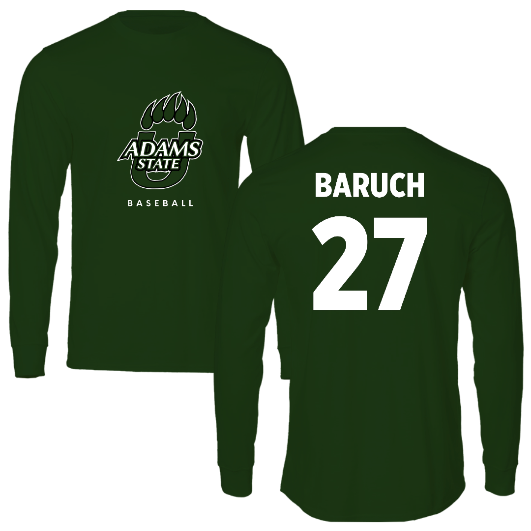 Adams State University Baseball Forest Green Performance Long Sleeve - #27 Shaked Baruch