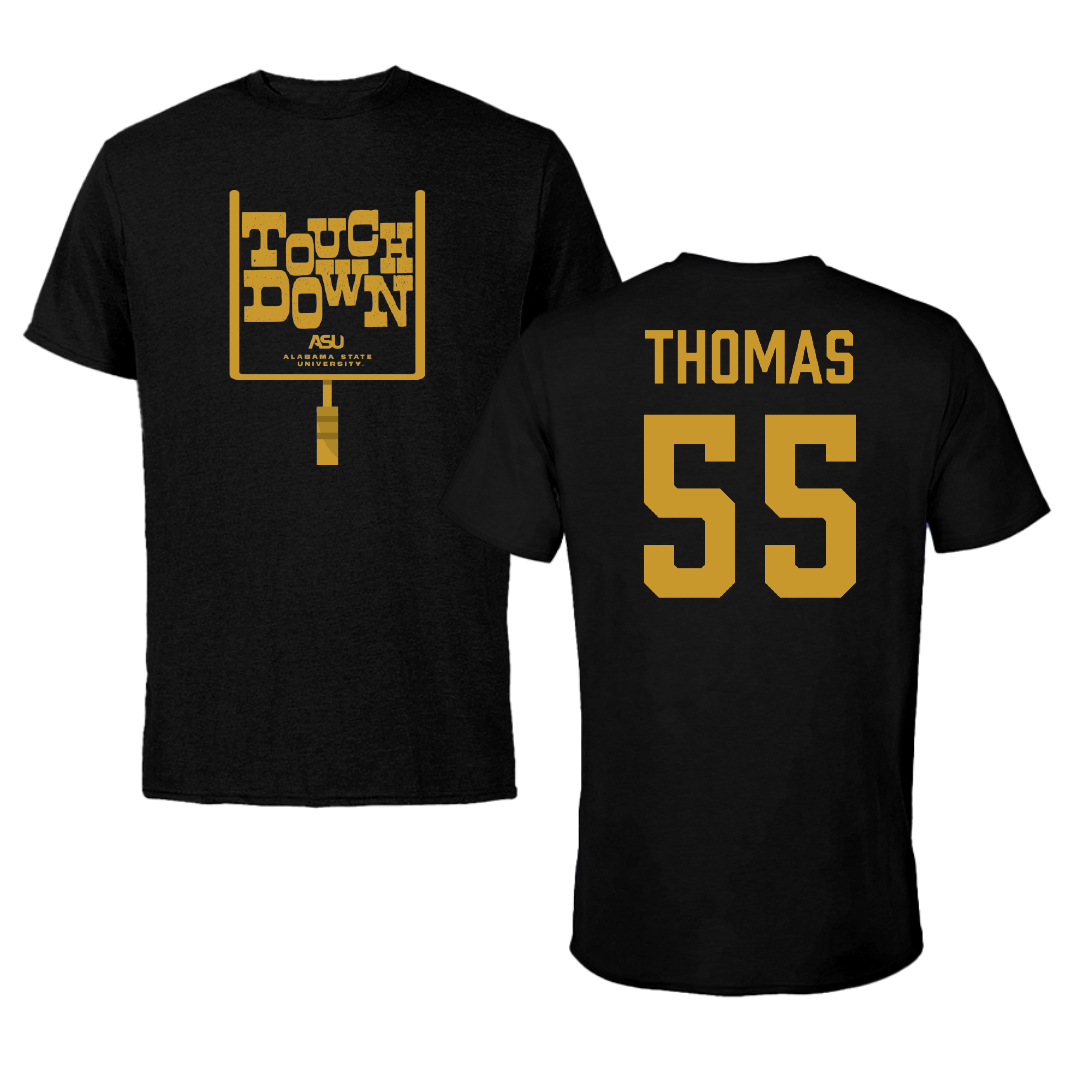 Alabama State University Football Black Touchdown Tee - #55 Dezmon Thomas