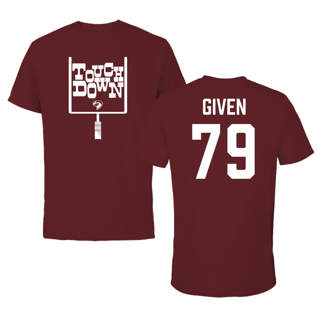 Fairmont State University Football Maroon Touchdown Performance Tee - #79 Luke Given