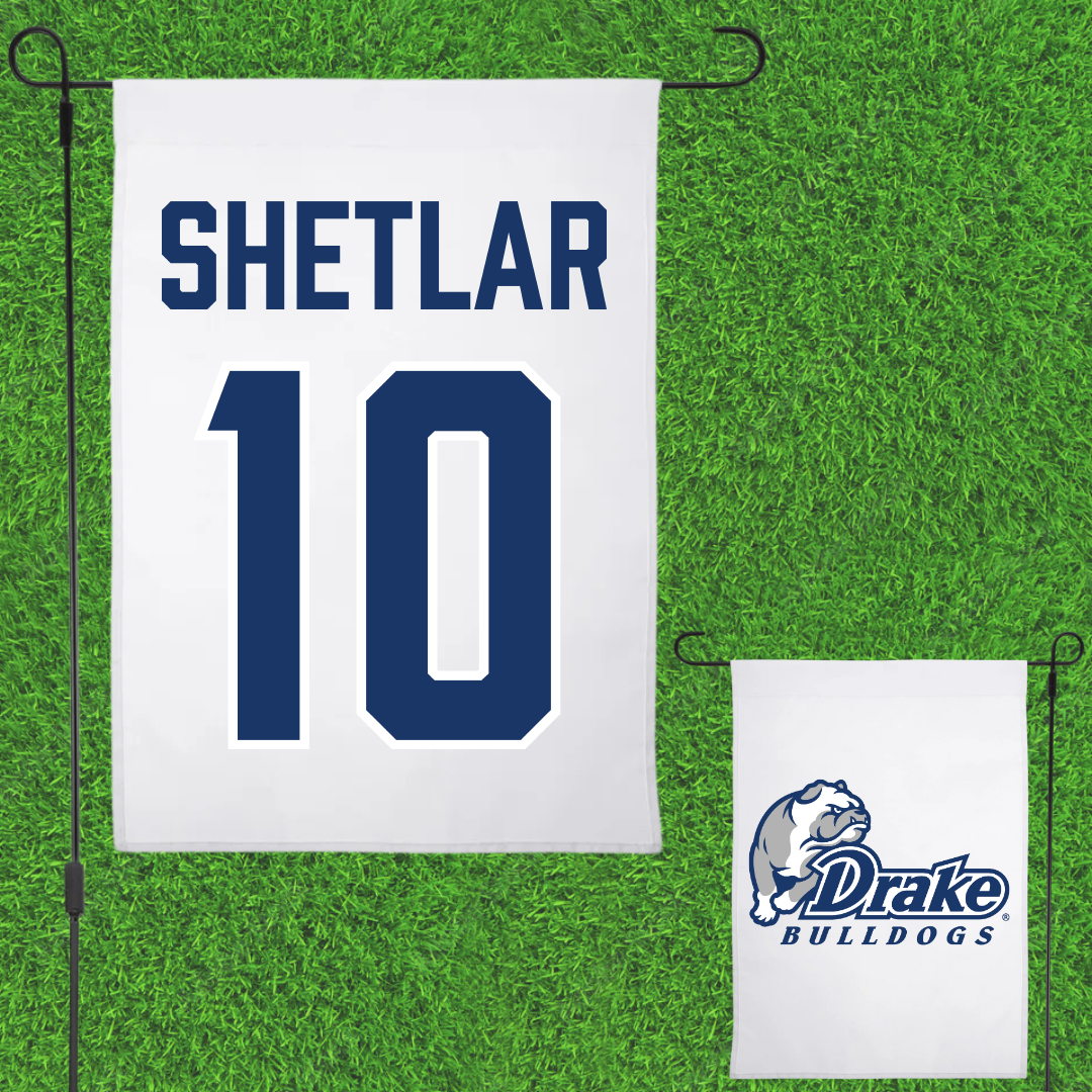 Drake University Basketball White Garden Flag - #10 Eli Shetlar