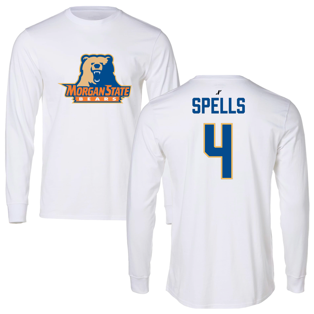 Morgan State University Football White Performance Long Sleeve - #4 Marquez Spells
