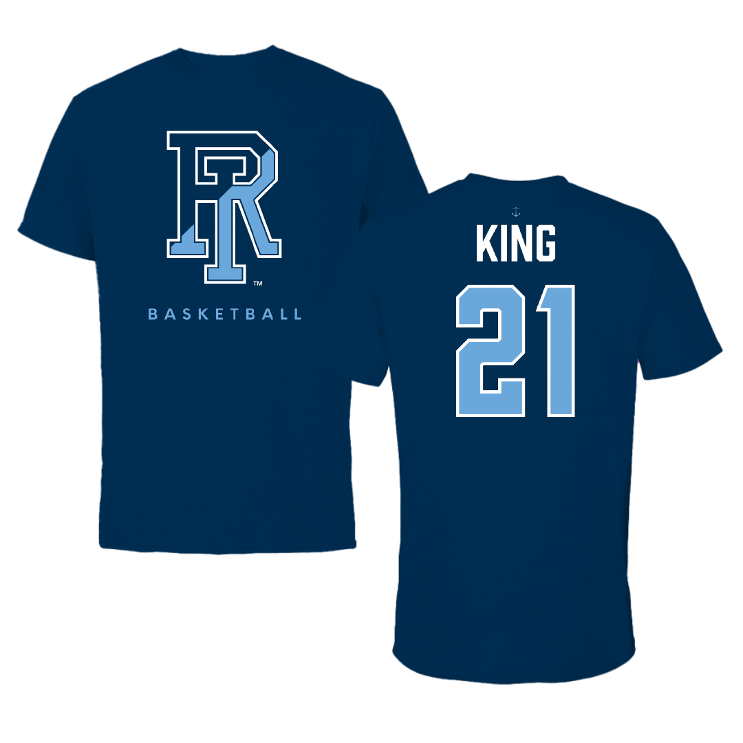 University of Rhode Island Basketball (M) Navy Performance Tee - #21 Damone King