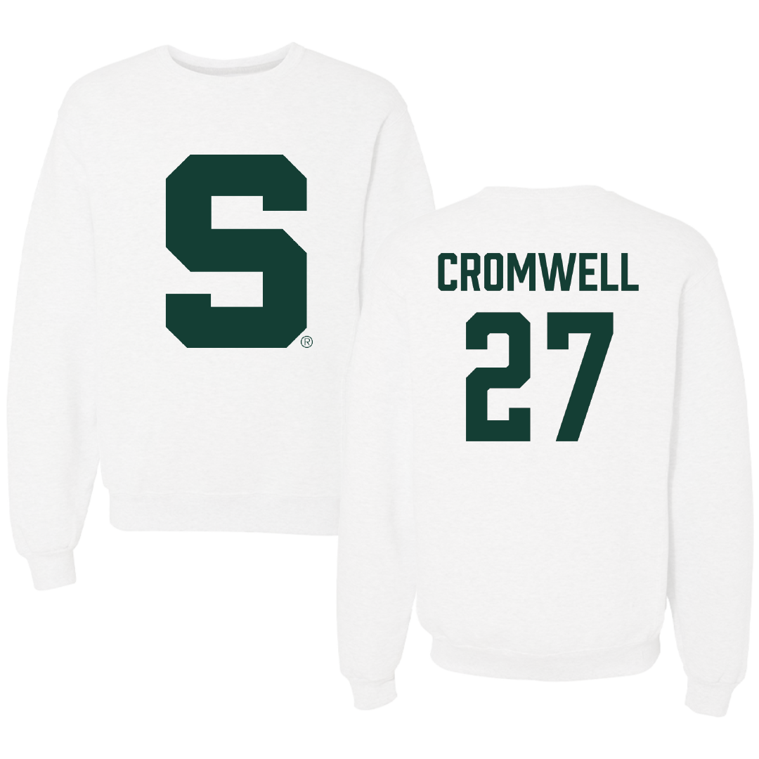 Michigan State University Football White Crewneck - #27 Devynn Cromwell