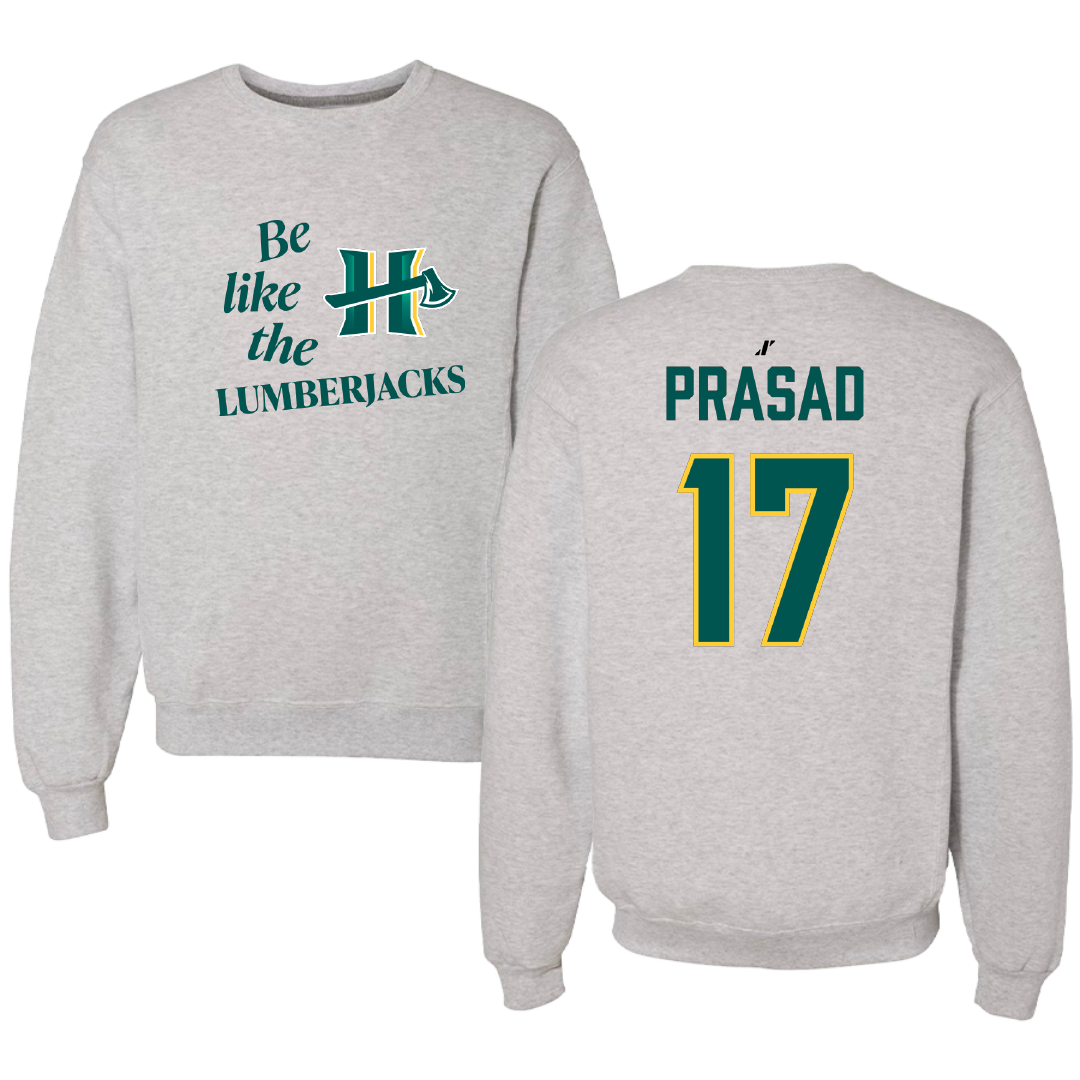 Cal Poly Humboldt Soccer Light Gray Be Like Us Crewneck - #17 Aansh Prasad