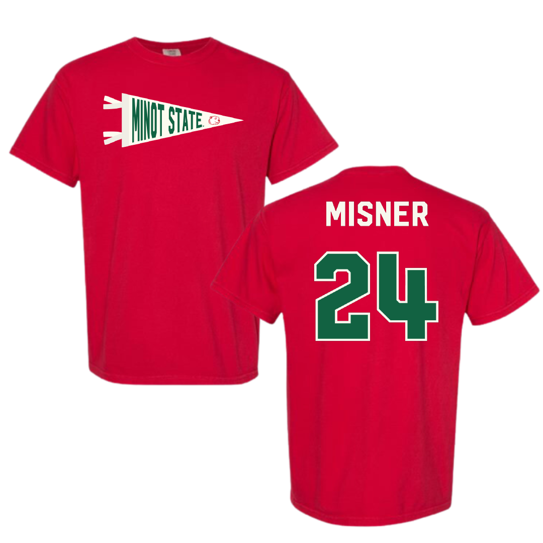 Minot State University Softball Red Pennant Comfort Colors Tee - #24 Sarah Misner