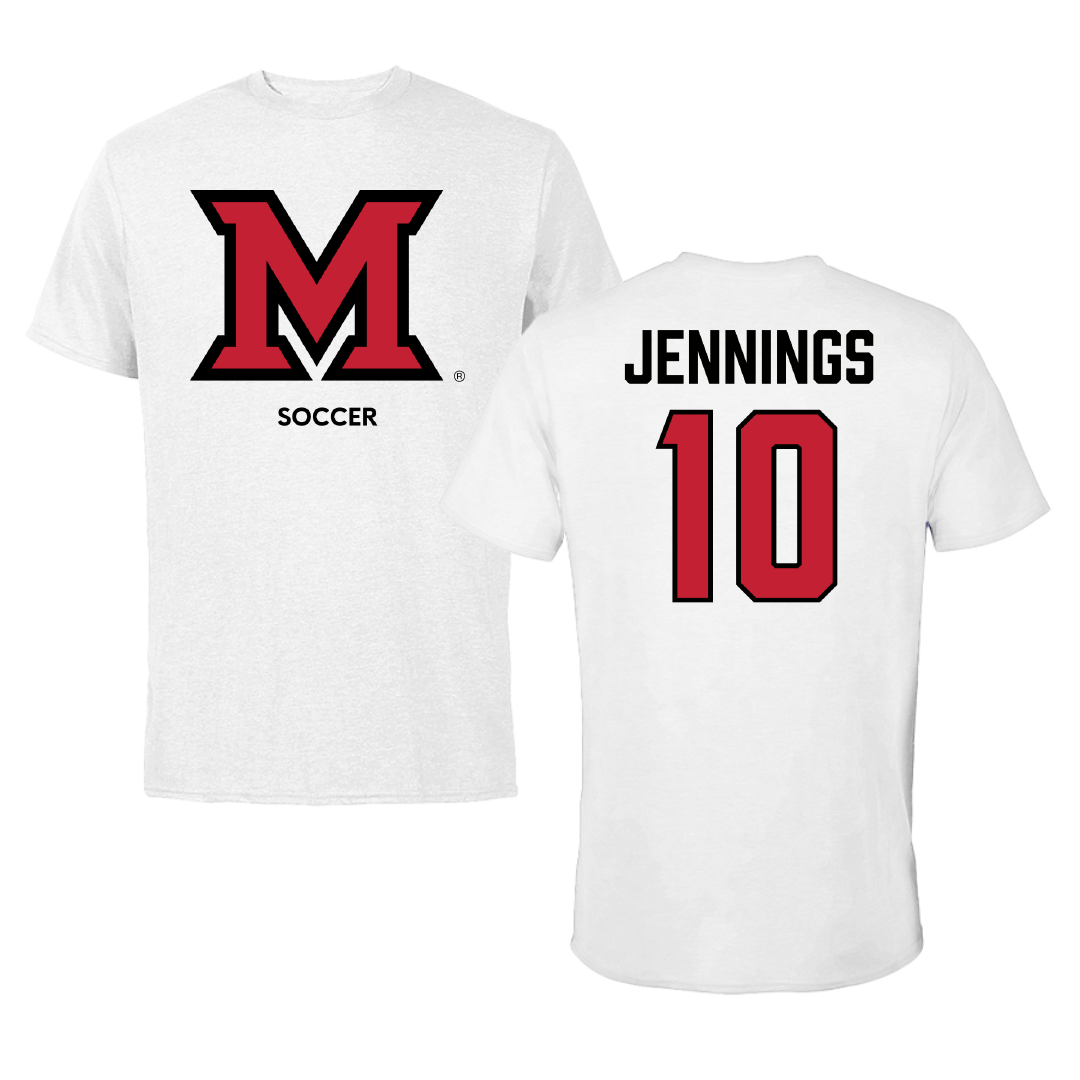 Miami University (Ohio) Soccer (W) White Performance Tee - #10 Maris Jennings