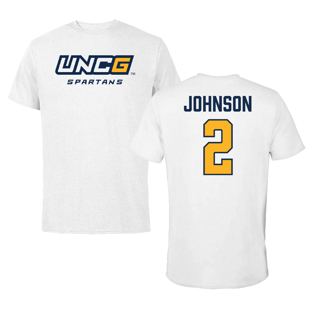 UNC Greensboro Basketball (W) White Performance Tee - #2 Tasia Johnson