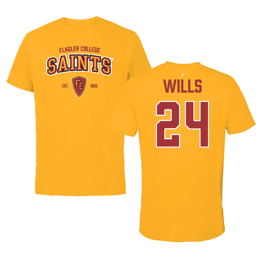 Flagler College Soccer (W) Gold General Performance Tee - #24 Riley Wills