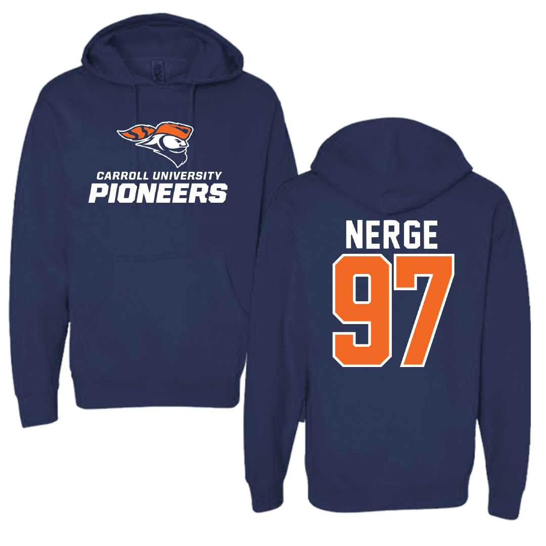Carroll University Football Navy Hoodie - #97 Ethan Nerge