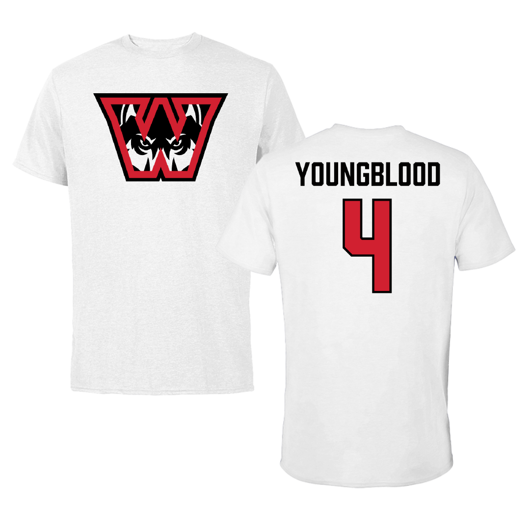 Western Oregon University Basketball (W) White Tee - #4 Salma Youngblood