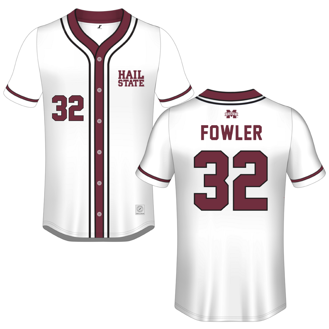 Mississippi State University White Button-Down Jersey - #32 Peyton Fowler