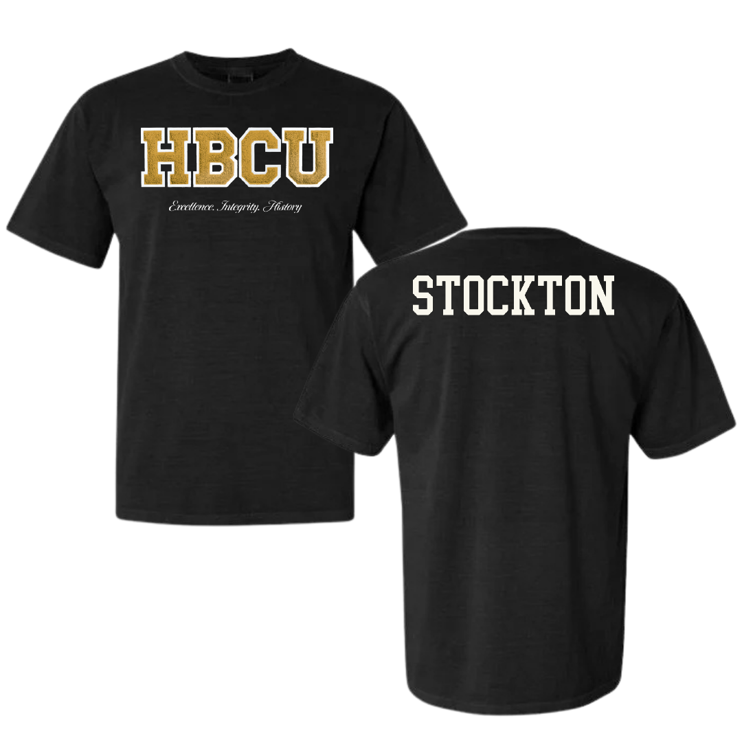 Alabama State University TF and XC Black HBCU Varsity Comfort Colors Tee - Seth Stockton