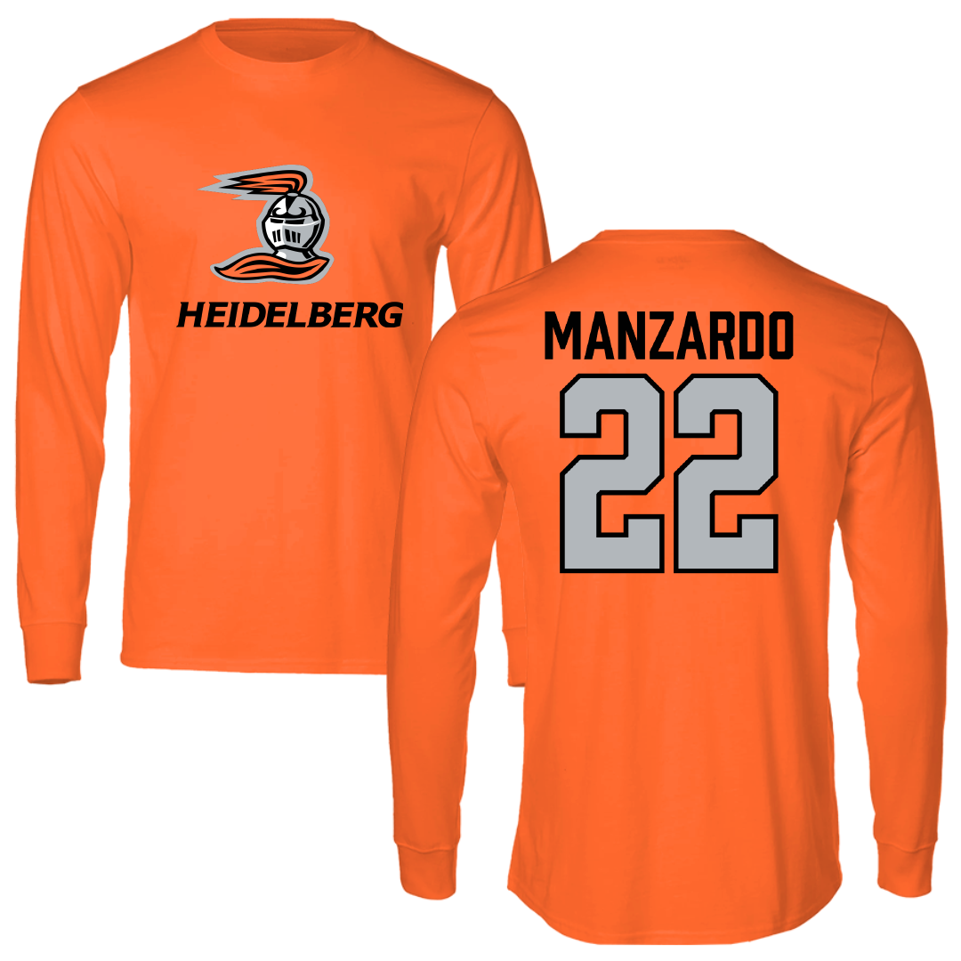 Heidelberg University Lacrosse Orange Performance Long Sleeve - #22 Mario Manzardo