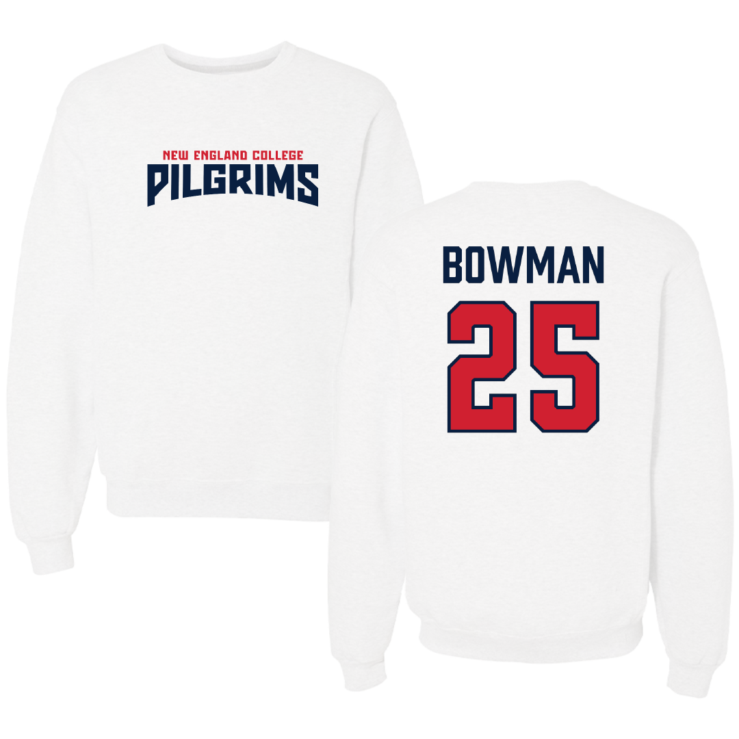 New England College Soccer White Classic Crewneck - #25 Madison Bowman