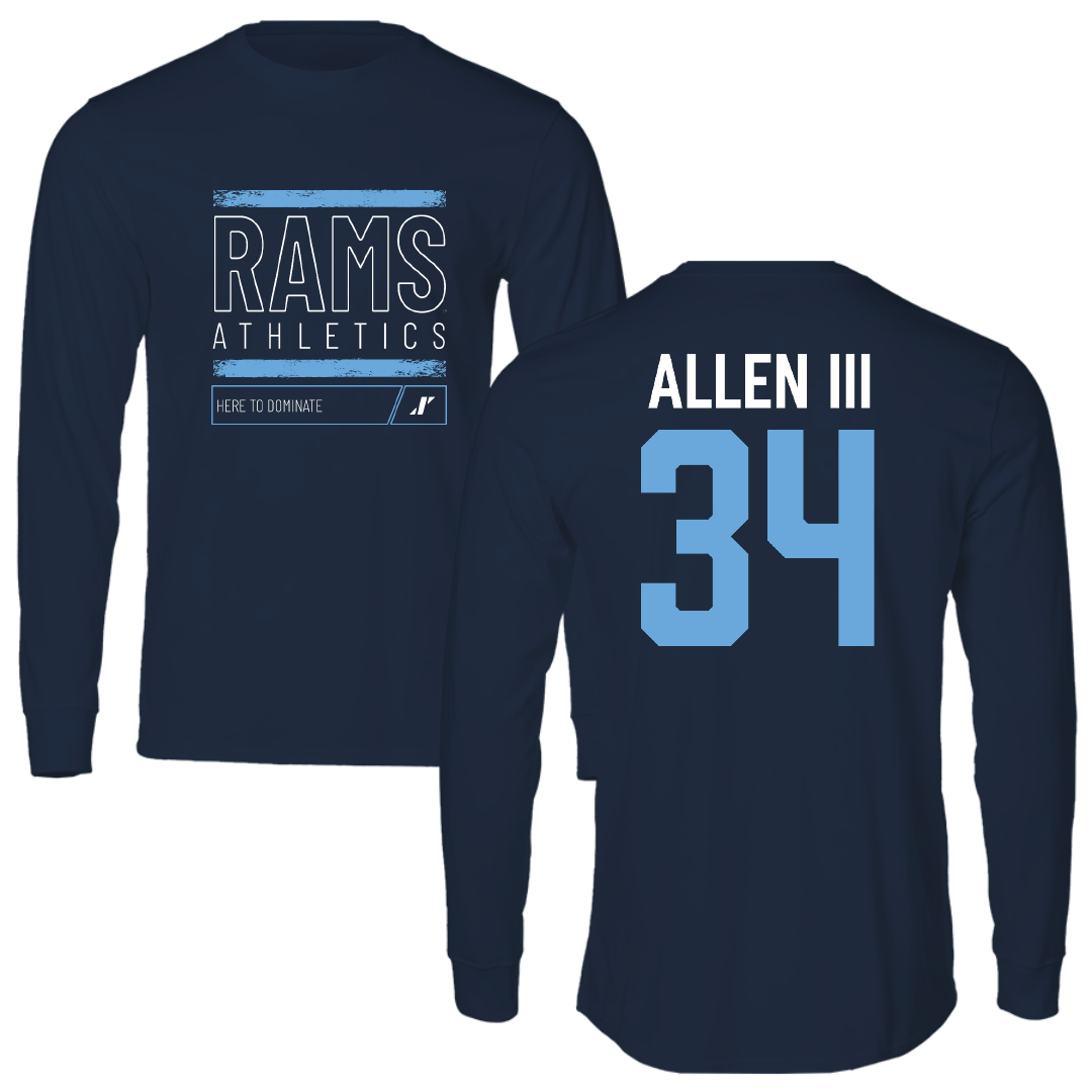University of Rhode Island Basketball Navy Dominate Long Sleeve - #34 Ray Allen III