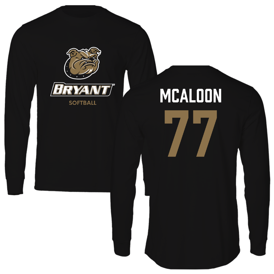 Bryant University Softball Black Performance Long Sleeve - #77 McKenzie McAloon
