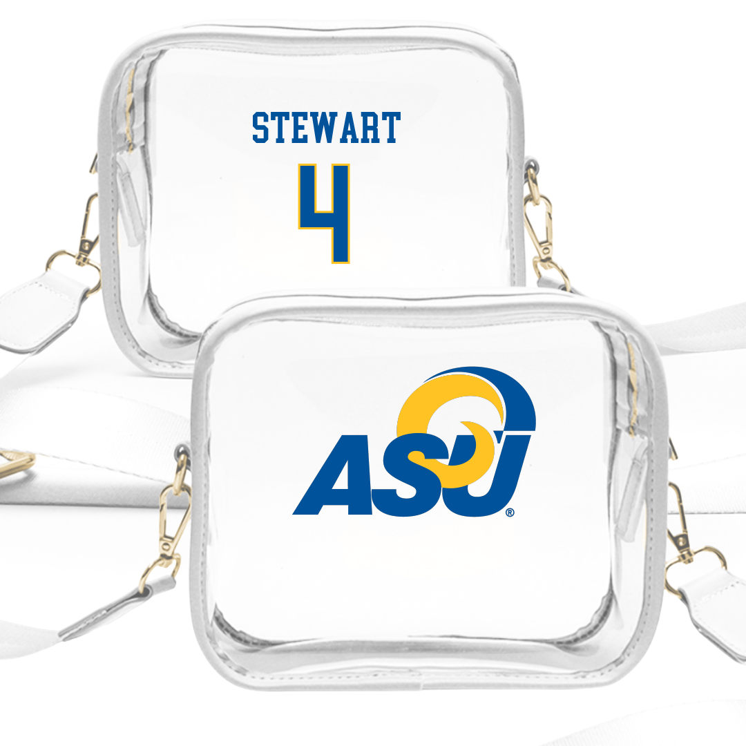 Angelo State University Soccer (W) White Clear Stadium Bag - #4 Sanai A Stewart