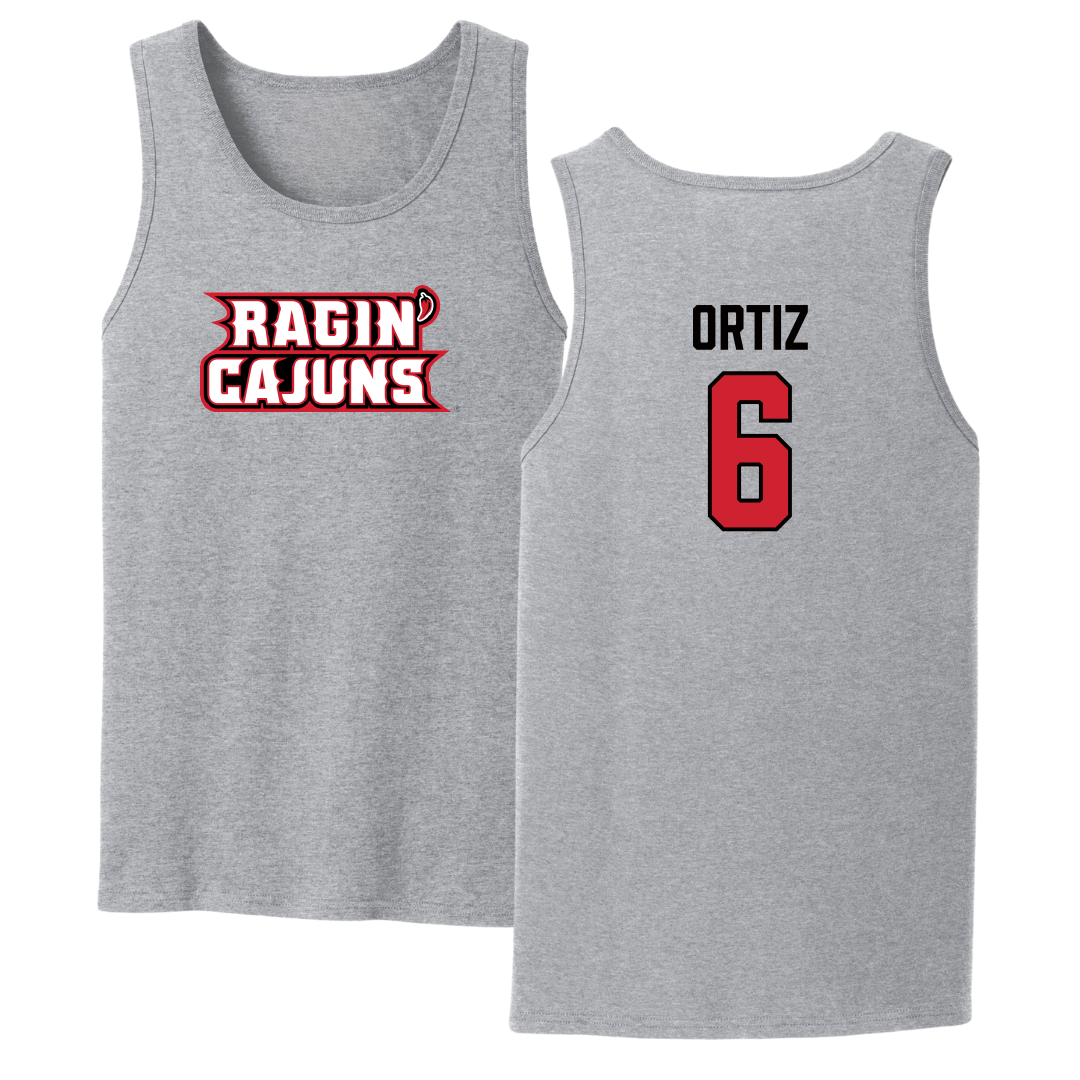 University of Louisiana at Lafayette Soccer Sport Gray Tank Top - #6 Lucy Ortiz