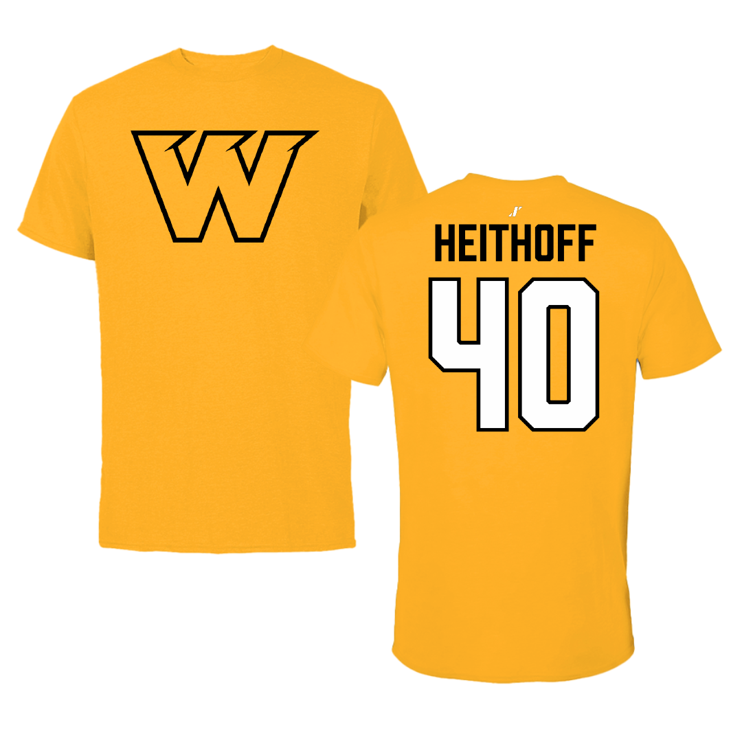 Wayne State College (Nebraska) Football Gold Tee - #40 Anthony Heithoff