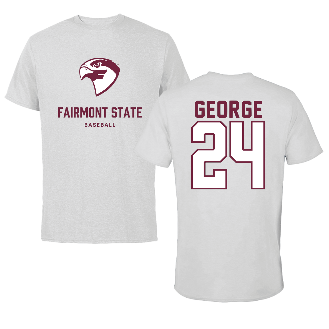 Fairmont State University Baseball Light Gray Performance Tee - #24 Nick George