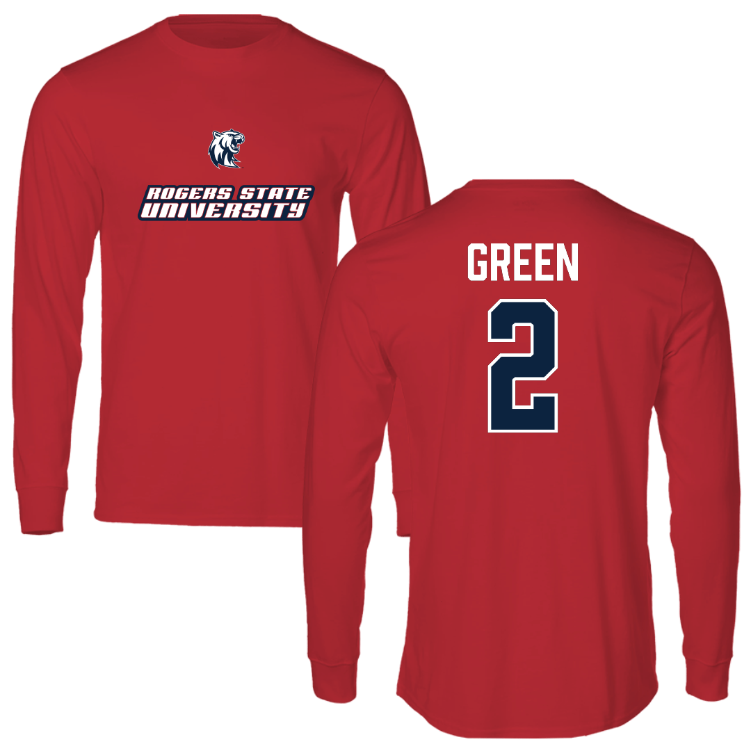 Rogers State University Soccer (W) Red Performance Long Sleeve - #2 Savanah Green