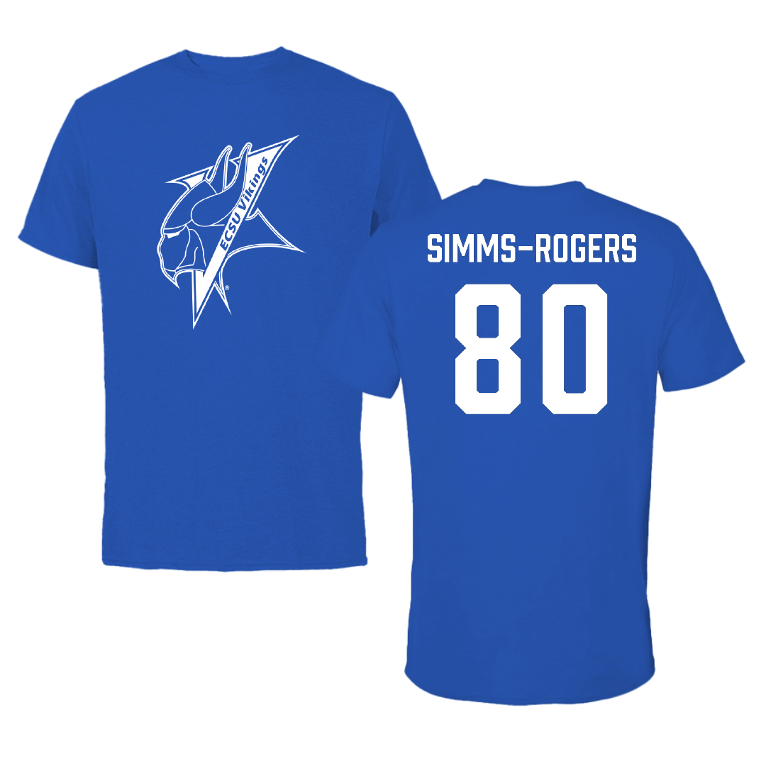 Elizabeth City State University Football Blue Tee - #80 Kayvawn Simms-Rogers