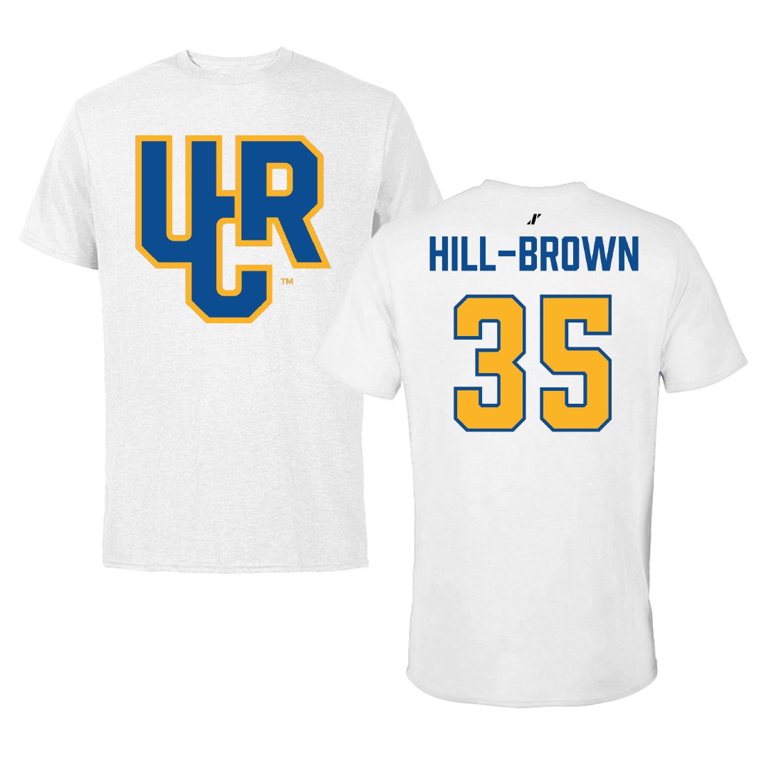 University of California-Riverside Basketball White Tee - #35 Tiairra Hill-Brown