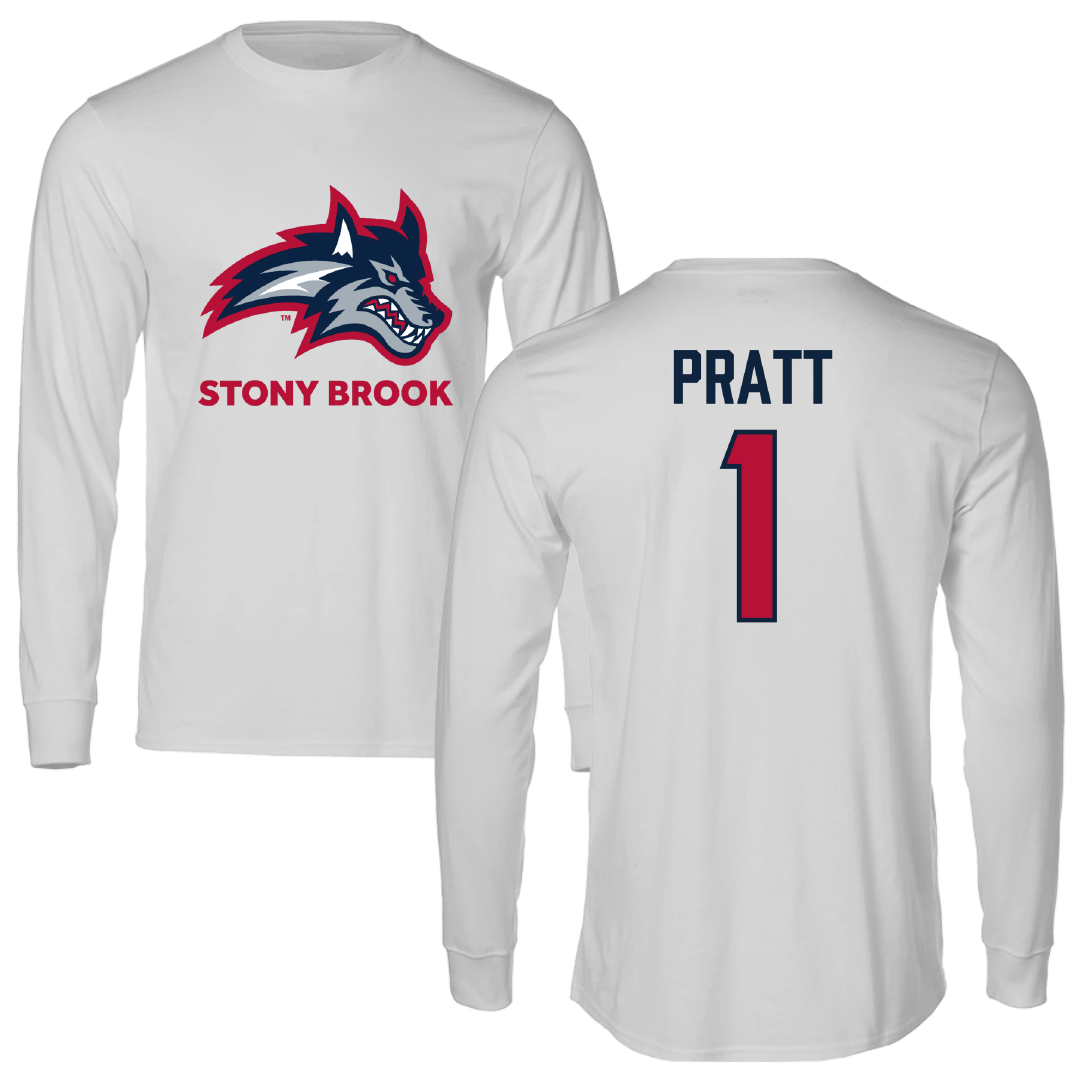 Stony Brook University Basketball (M) Light Gray Long Sleeve - #1 Erik Pratt