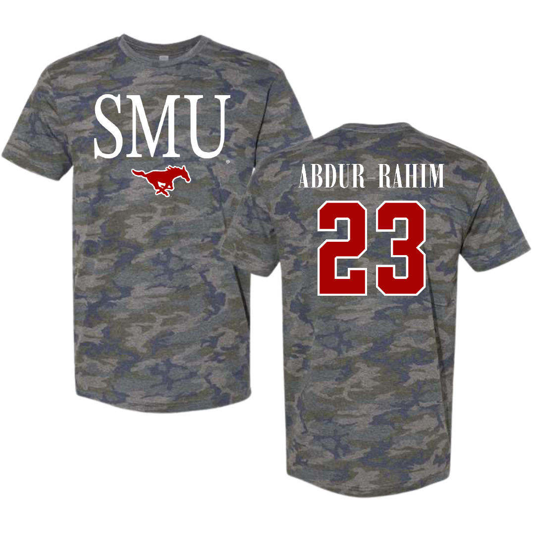 Southern Methodist University Basketball Vintage Camo Tee - #23 Amirah Abdur-Rahim