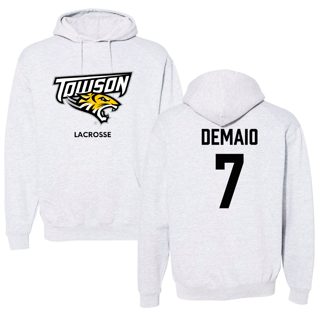 Towson University Lacrosse (W) Light Gray Hoodie - #7 Luca DeMaio