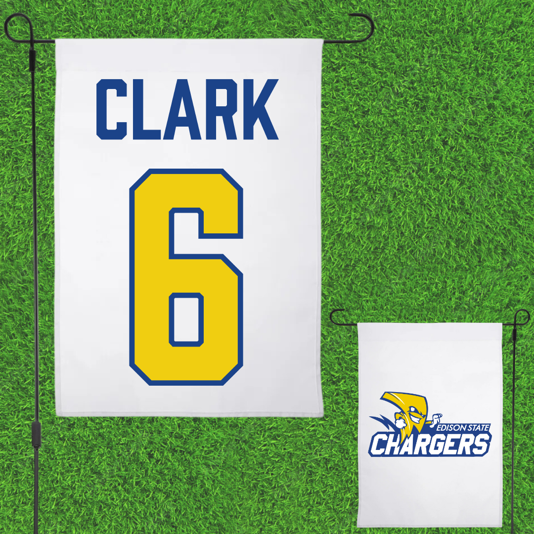 Edison State Community College Baseball White Garden Flag - #6 Jackson Clark