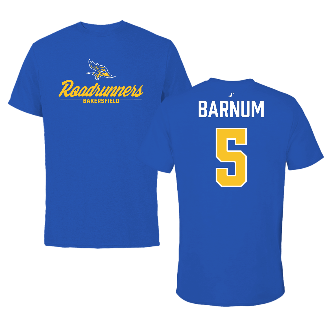 California State University-Bakersfield Baseball Blue General Performance Tee - #5 Lewis Barnum