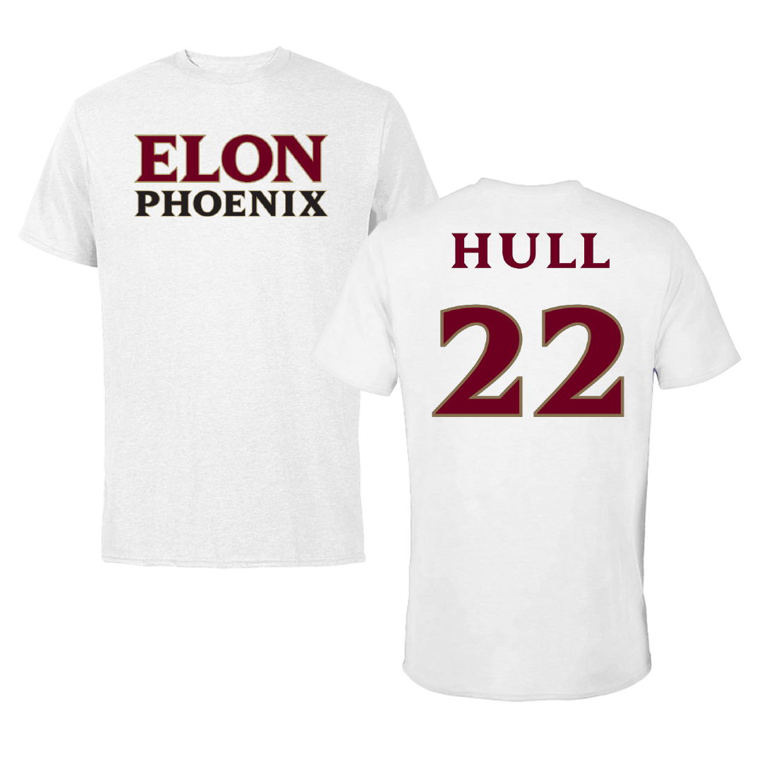 Elon University Basketball White Performance Tee - #22 Ned Hull