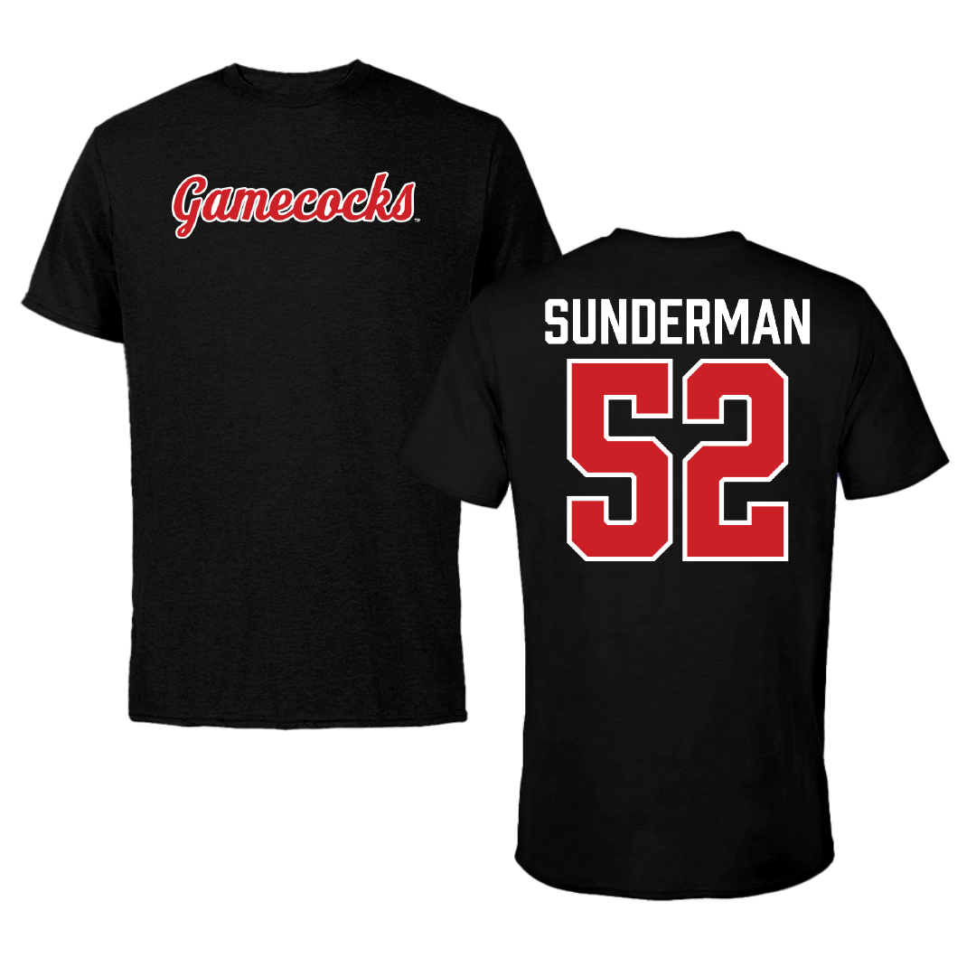 Jacksonville State University Football Black Tee - #52 Maddox Sunderman