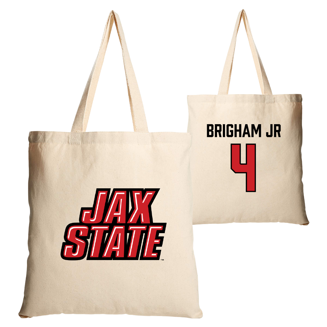 Jacksonville State University Basketball Tan Canvas Tote Bag - #4 Marcellus Brigham Jr
