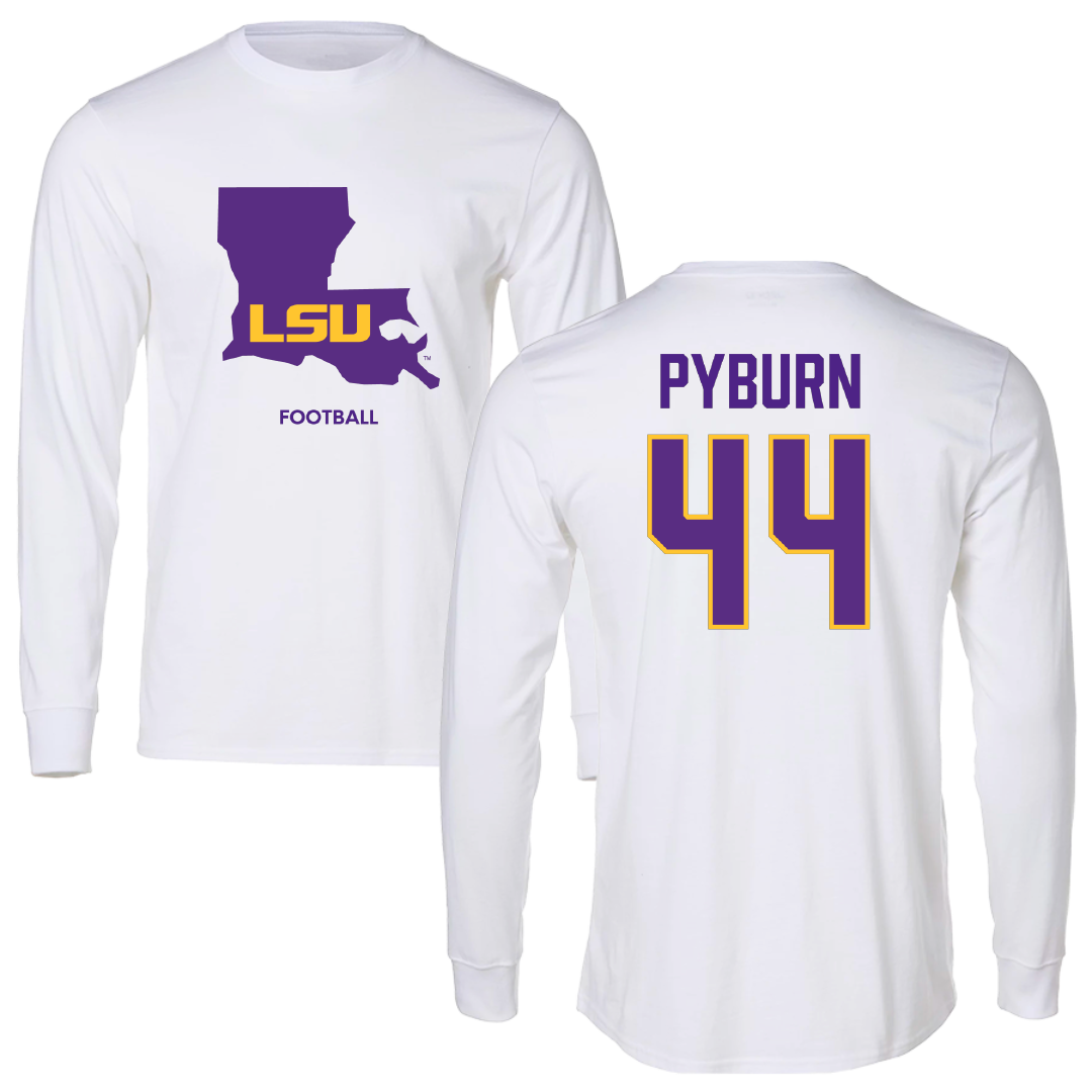 Louisiana State University Football White Long Sleeve - #44 Jack Pyburn
