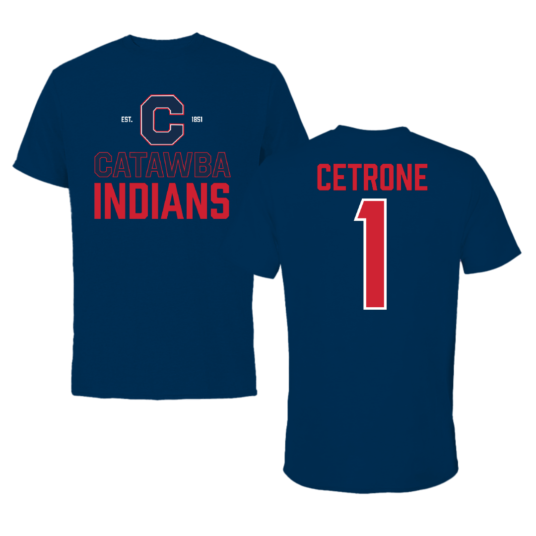 Catawba College Lacrosse Navy General Performance Tee - #1 Frank Cetrone