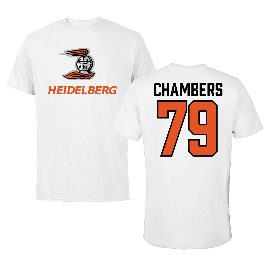 Heidelberg University Football White Tee - #79 Luke Chambers