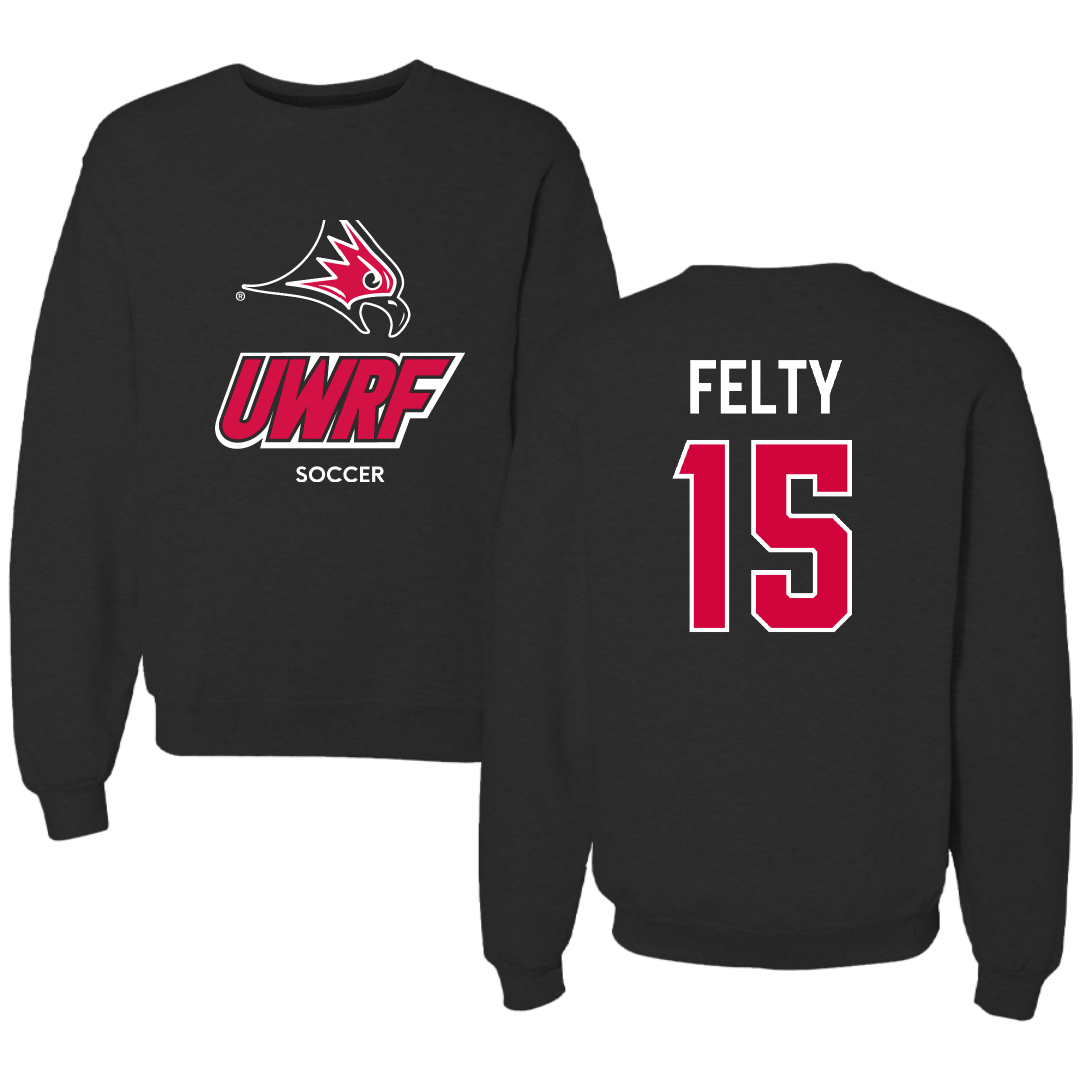 University of Wisconsin-River Falls Soccer (W) Black Crewneck - #15 Elizabeth Felty