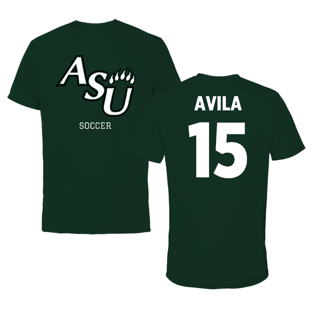 Adams State University Soccer Forest Green Performance Tee - #15 Angel Avila
