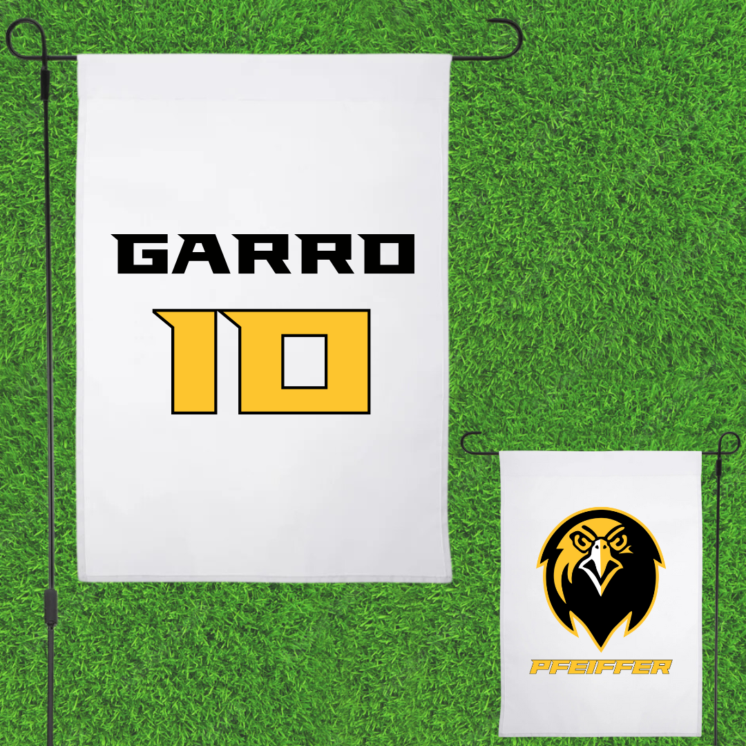 Pfeiffer University Soccer (M) White Garden Flag - #10 Drew Garro