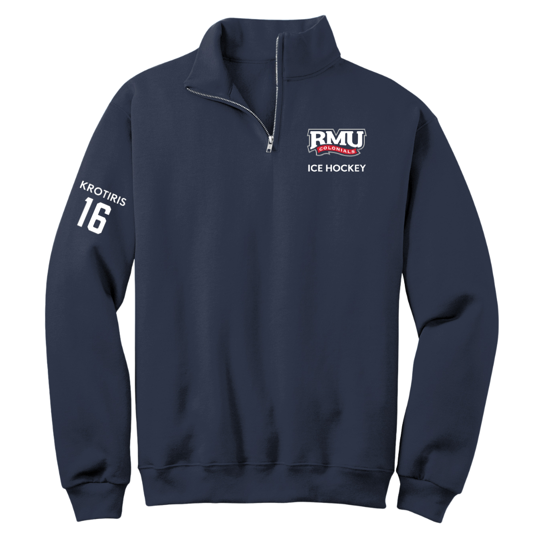 Robert Morris University Ice Hockey (M) Navy Quarter-Zip - #16 George Krotiris