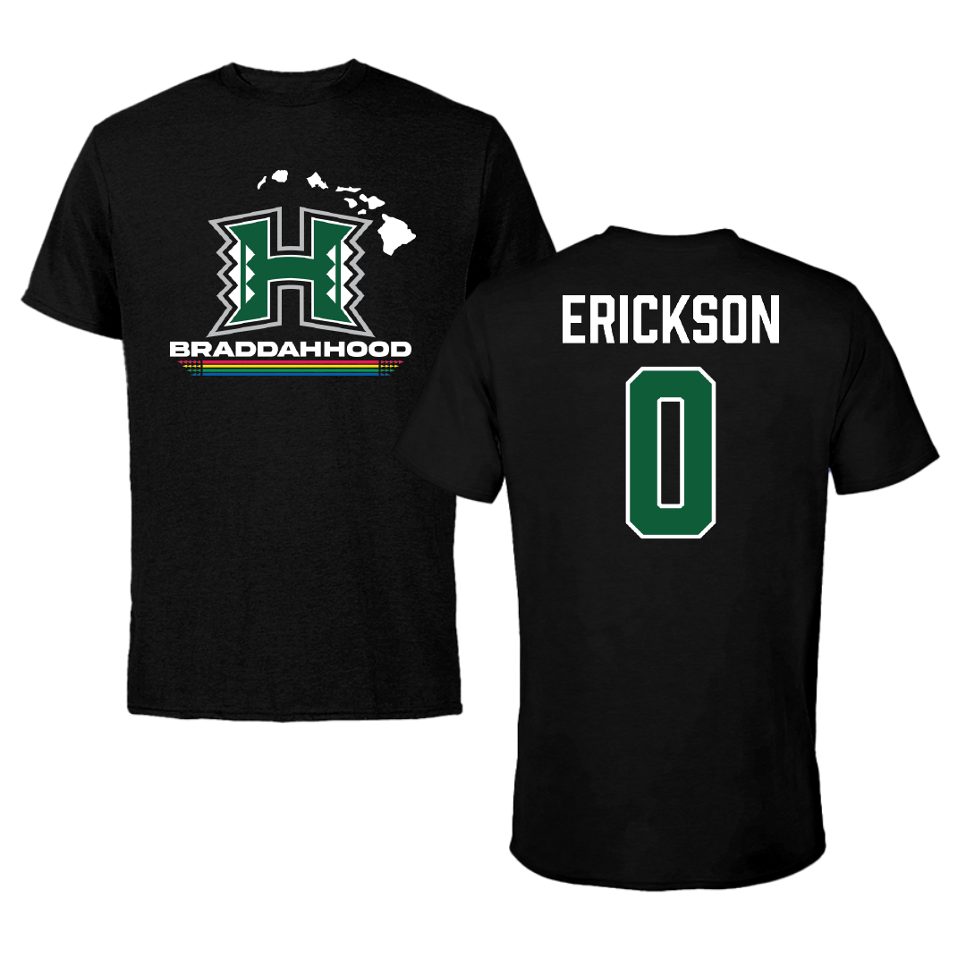 University of Hawaii Basketball (M) Black Braddahhood Performance Tee - #0 Hunter Erickson