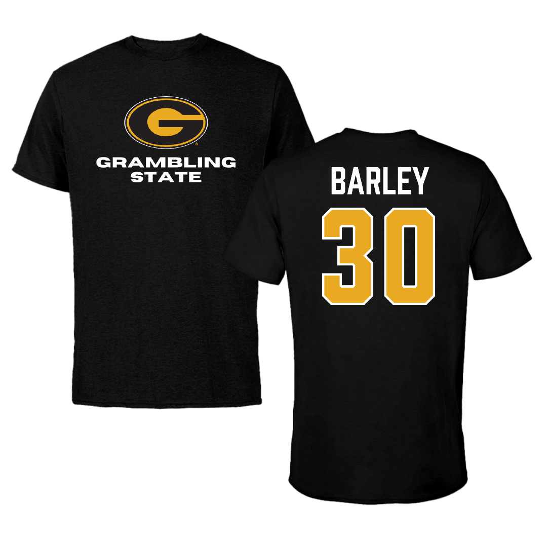 Grambling State University Football Black Performance Tee - #30 Brenden Barley