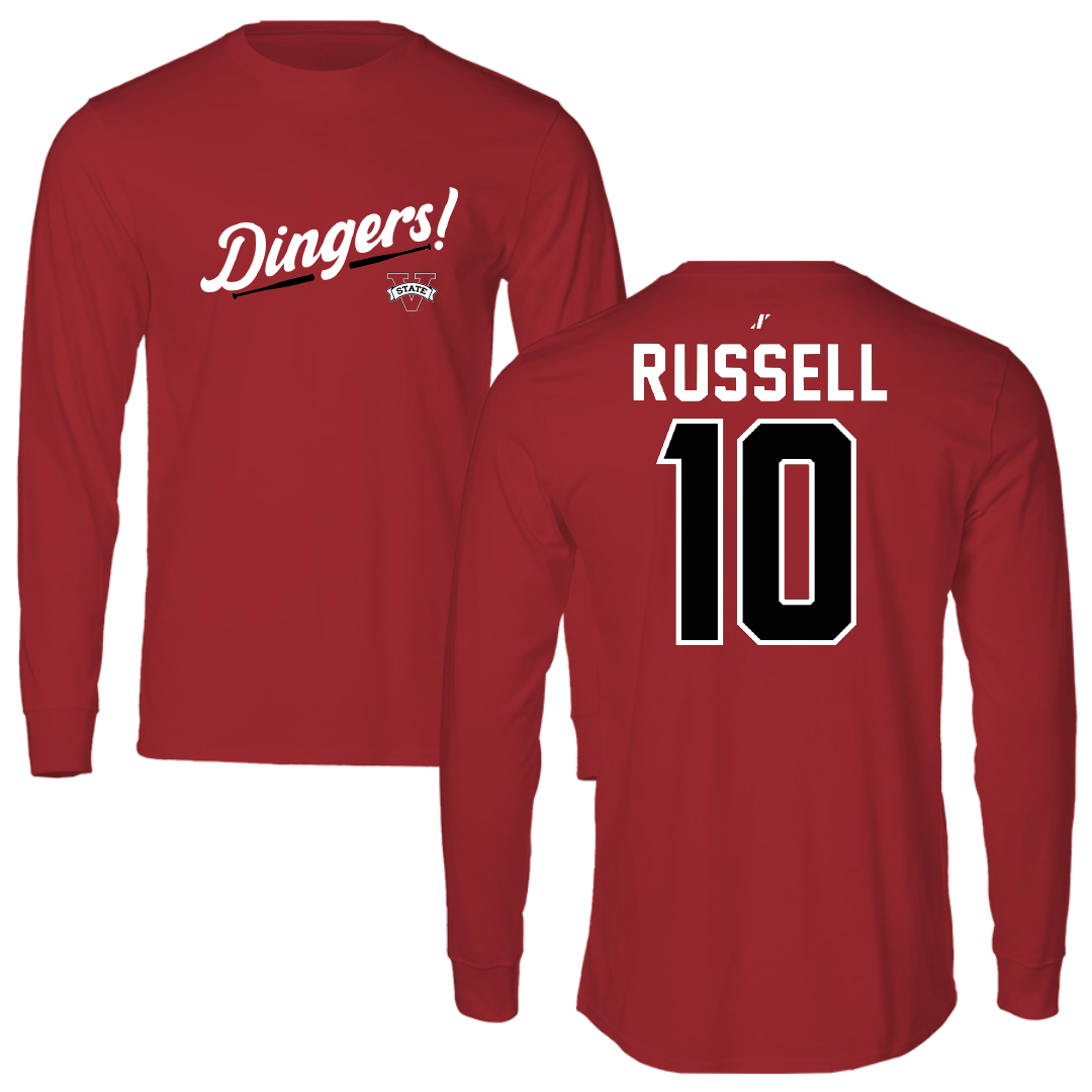 Valdosta State University Baseball Canvas Red Dingers Long Sleeve - #10 Carson Russell