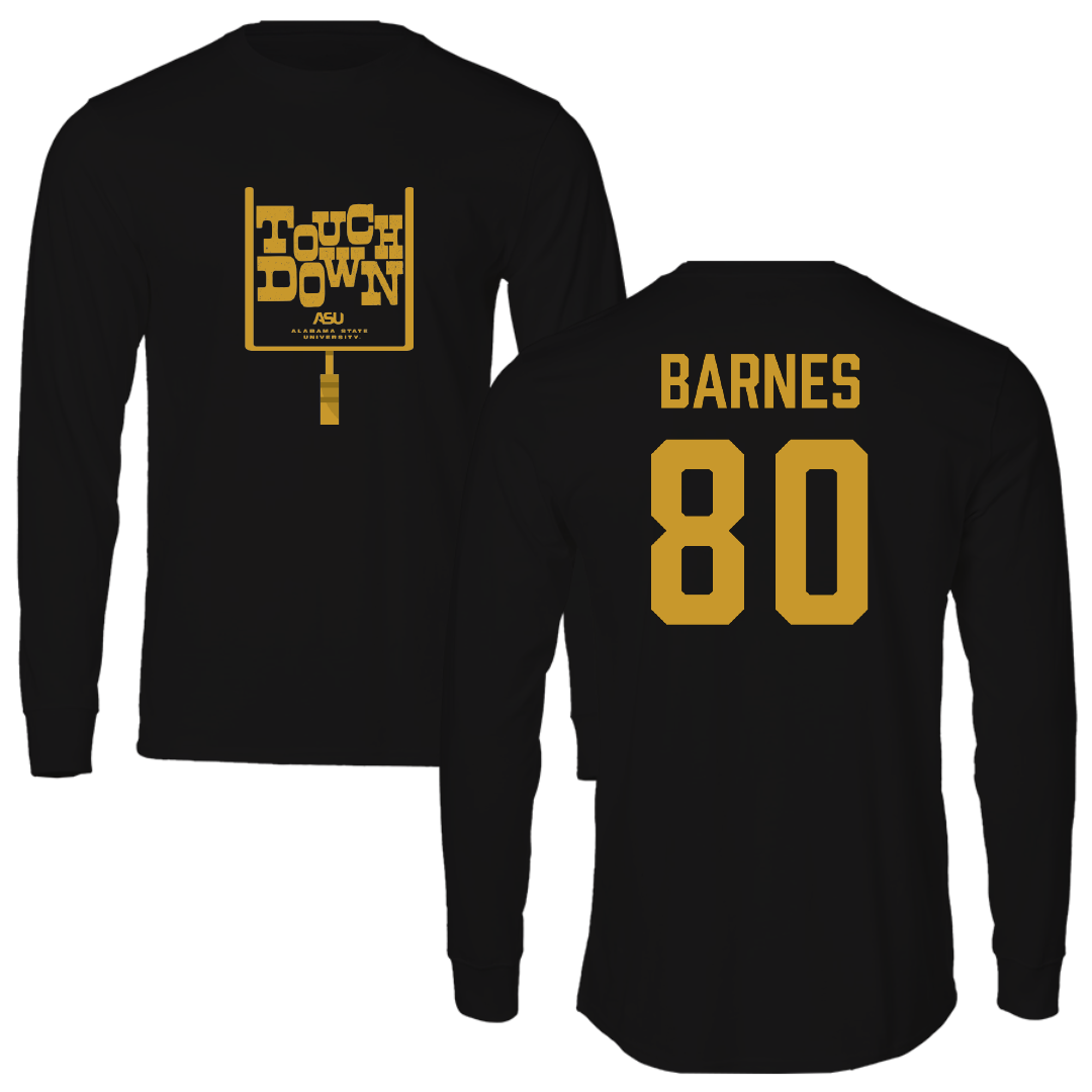 Alabama State University Football Black Touchdown Performance Long Sleeve - #80 Khayman Barnes