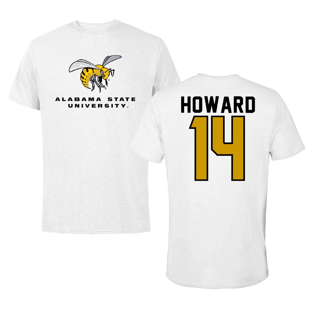 Alabama State University Flag Football White Tee - #14 Saneah Howard