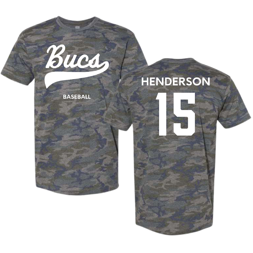 Shelton State Community College Baseball Vintage Camo Tee - #15 Jackson Henderson