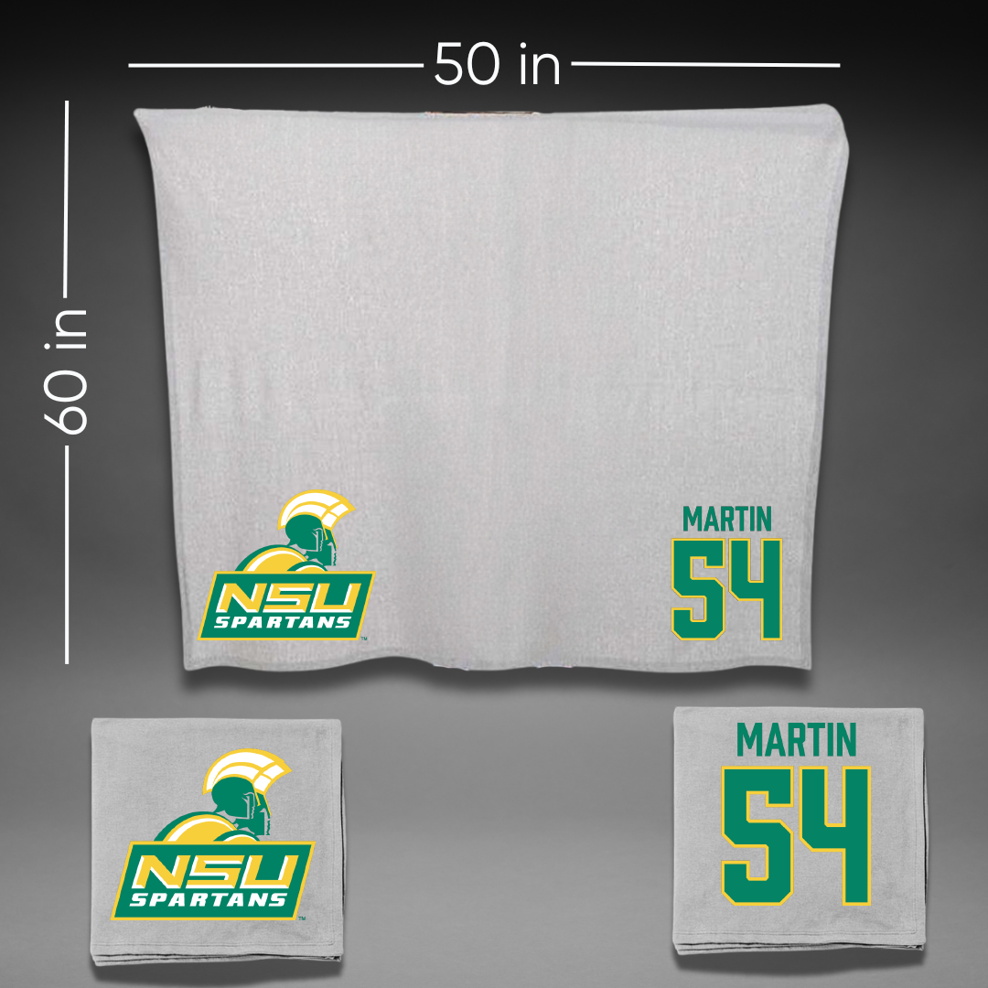 Norfolk State University Football Gray Blanket - #54 Javontay Martin