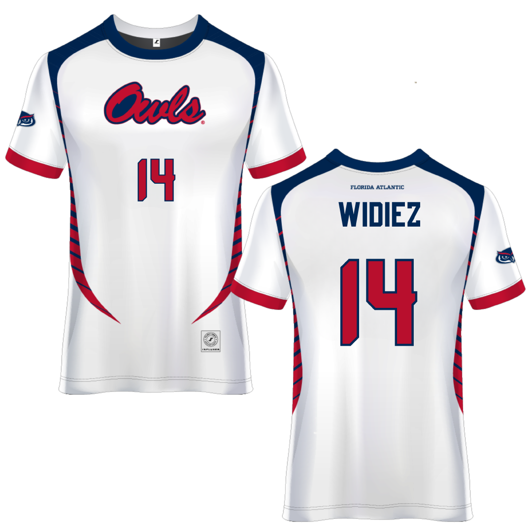 Florida Atlantic University White Soccer Jersey - #14 Arthur Widiez